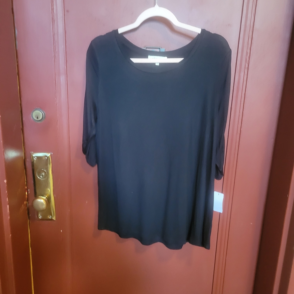 Retrelogy Women's Ruched Longsleeve Black Tunic Size L